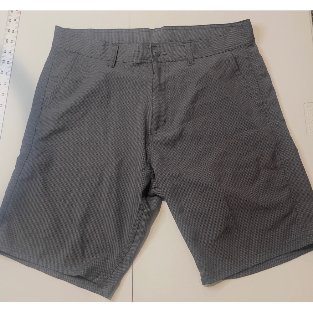 Burnside Mens Hybrid Shorts 36 Charcoal Grey Houndstooth BH9837 Stretch Casual